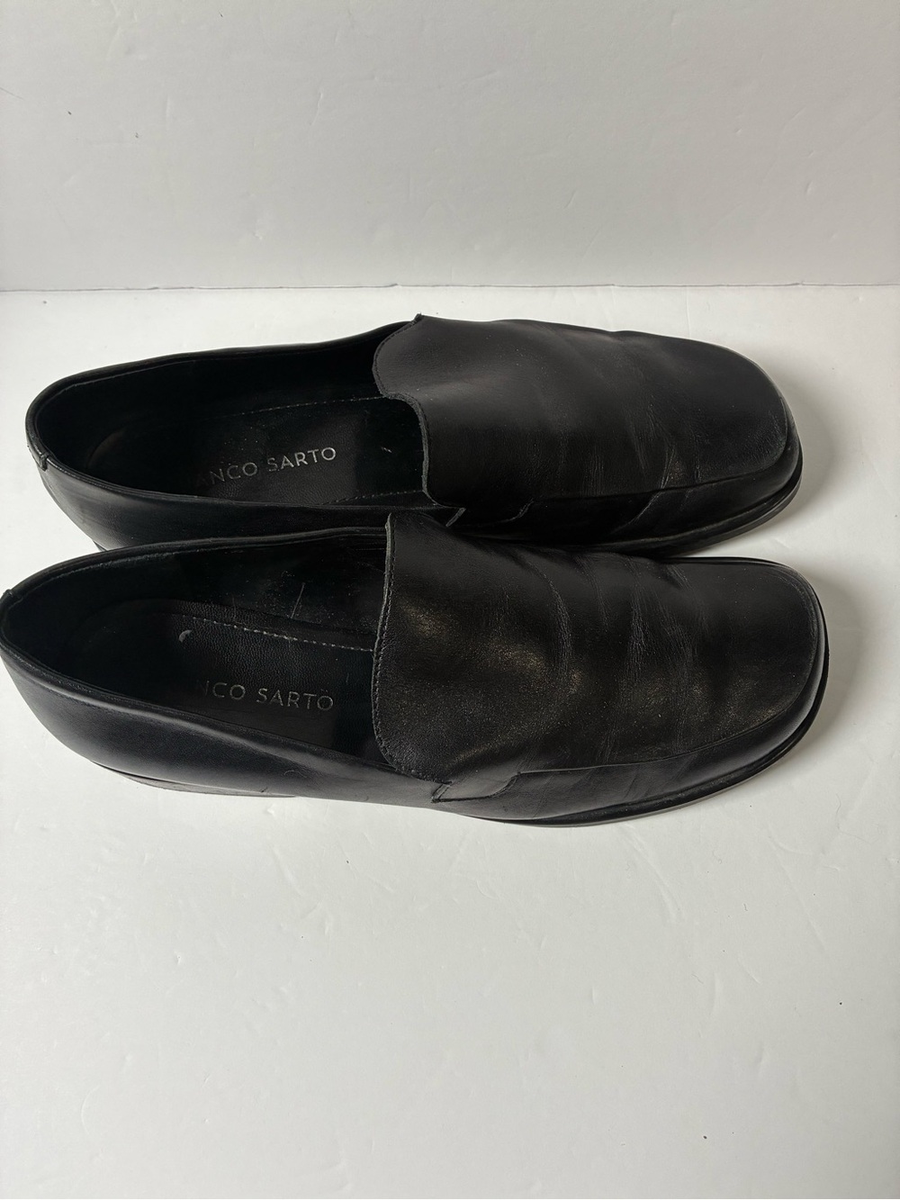 Franco Sarto Black Leather Slip-On Loafers - Picture 4 of 10